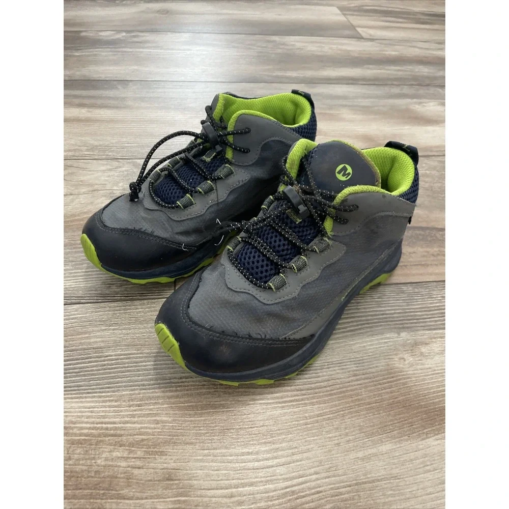 Merrell Big Kids Moab Speed Mid Navy Grey Lime Hiking Shoes MK265212 Size 2.0W